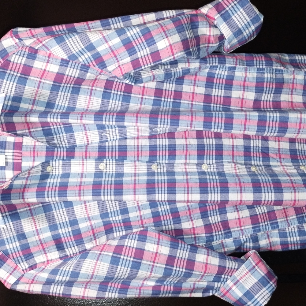 Men's Blue and Pink Plaid Shirt J Crew Size Small